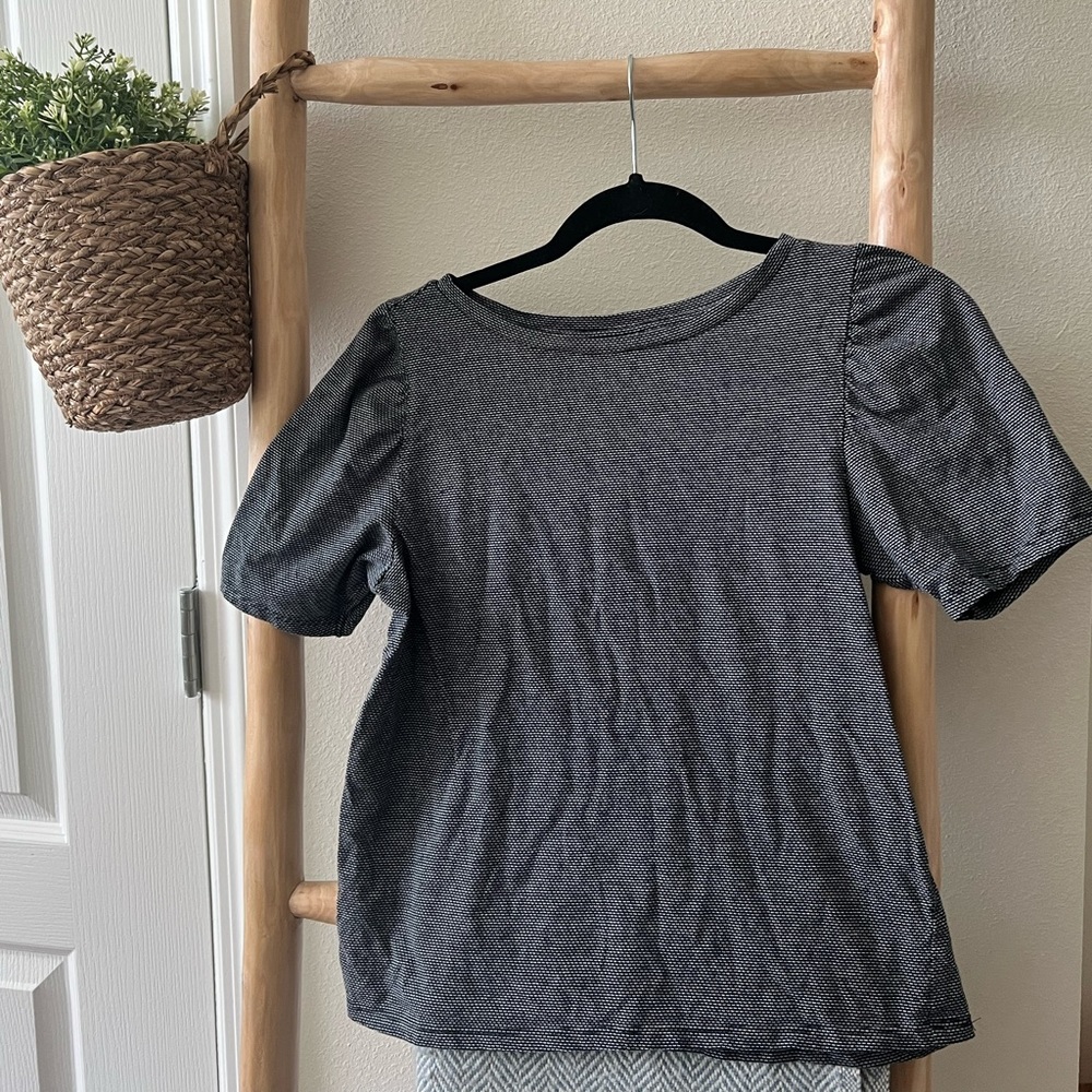 LOFT Textured Navy Knit Boxy Top
